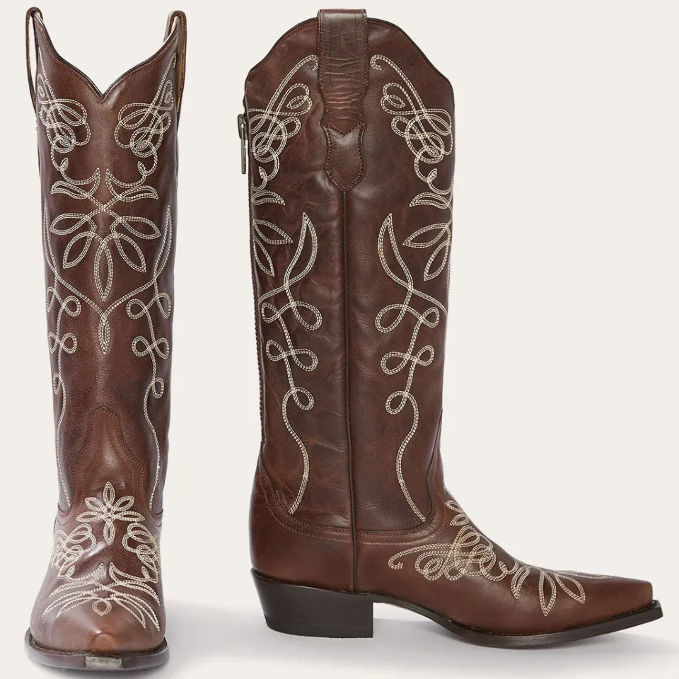 Stetson Adeline Burnished Back Zip Cowboy Boot Brown Store