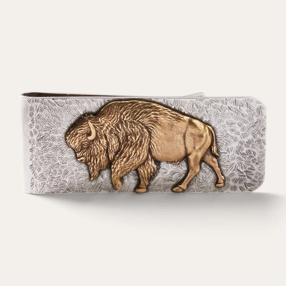 Stetson American Buffalo Money Clip Sterling Silver/Brass Fashion