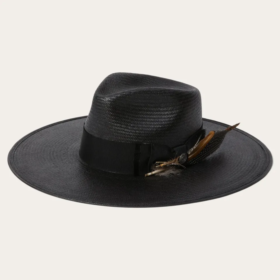 Stetson Atacama Straw Fedora Black Flash Sale