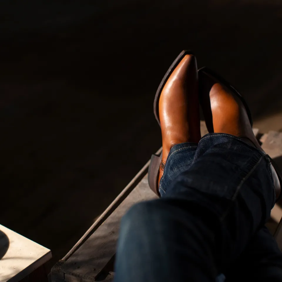 Stetson Austin Burnished Leather Snip Toe Boot Cognac Shop