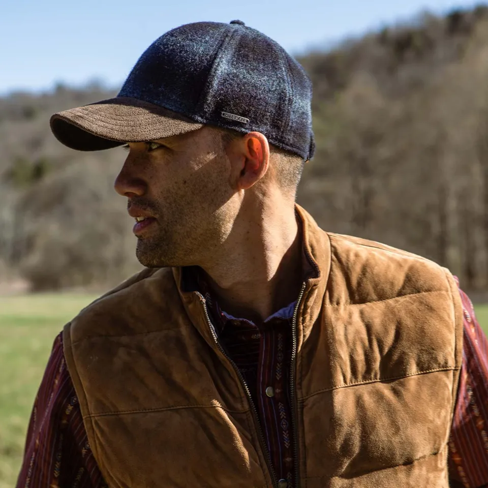 Stetson Baseball Cap Wool Blue Check Store