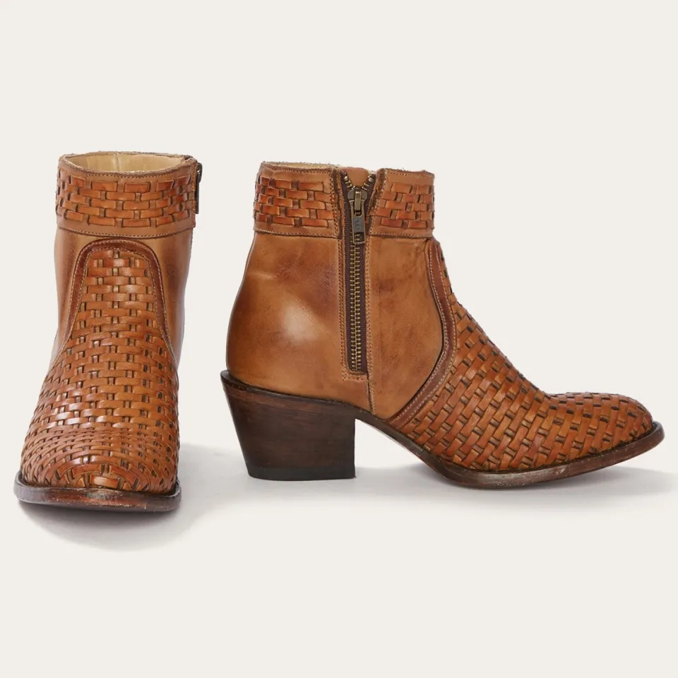 Stetson Basketweave Side Zip Ankle Boot Brown Discount