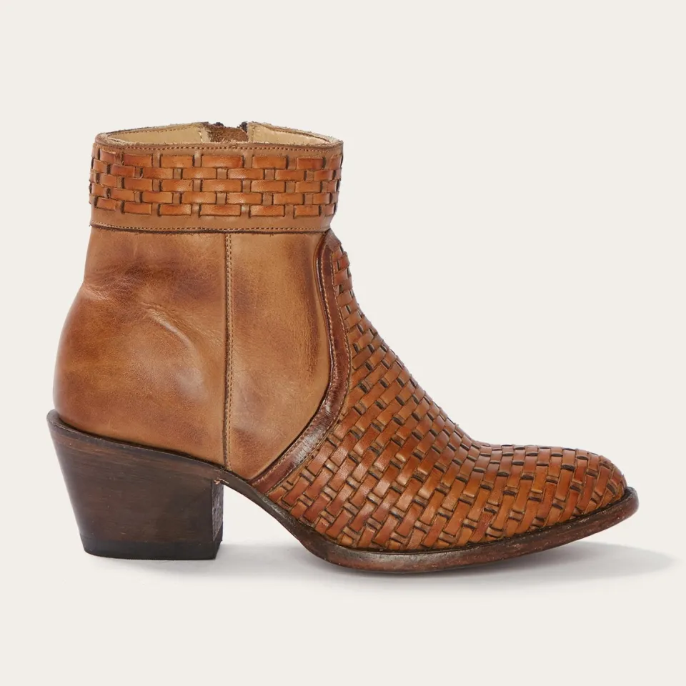 Stetson Basketweave Side Zip Ankle Boot Brown Discount