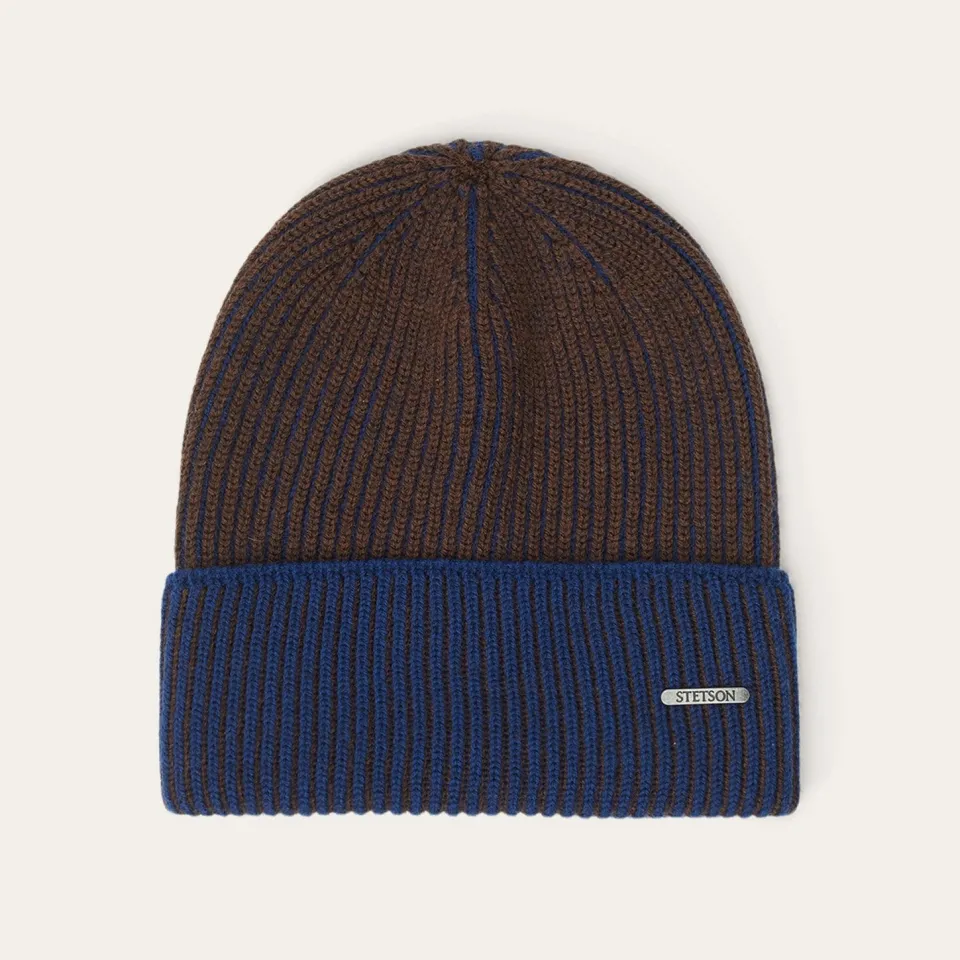 Stetson Beanie Merino Wool Brown/Blue Hot