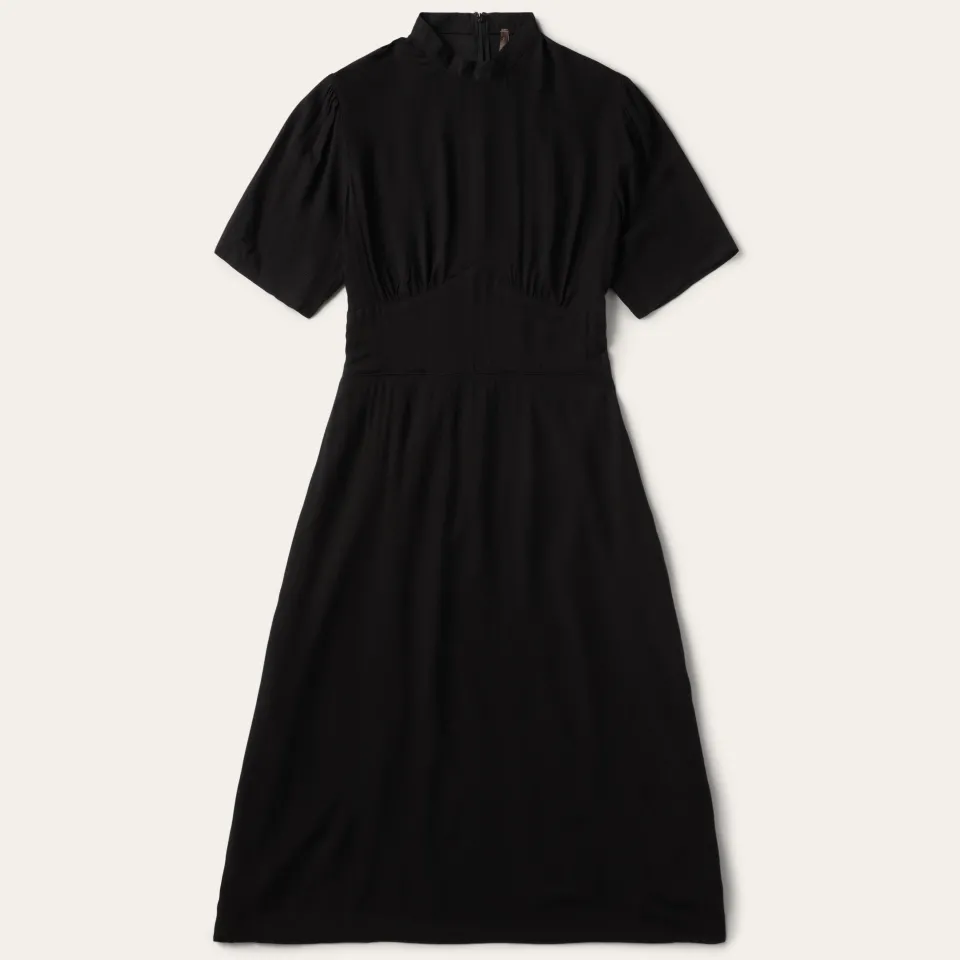 Stetson Herringbone Twill Midi Dress Black Cheap