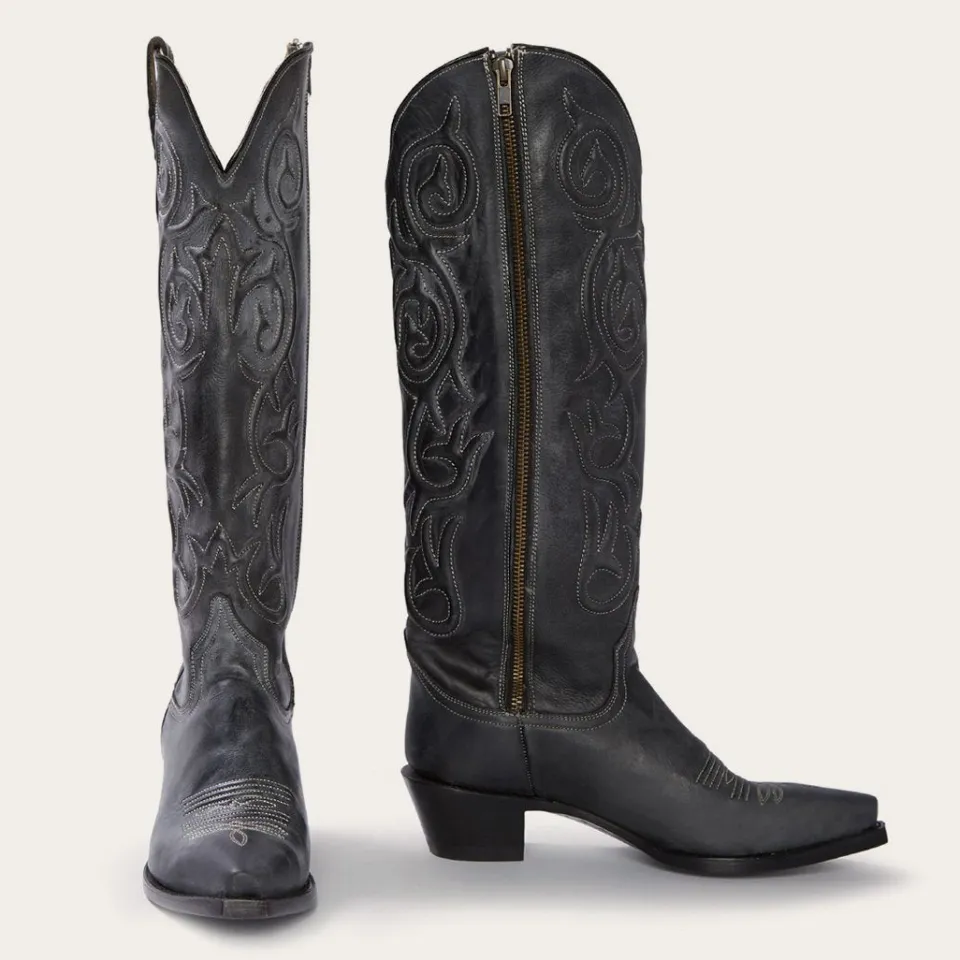 Stetson Blair Corded Side Zip Cowboy Boot Black Flash Sale