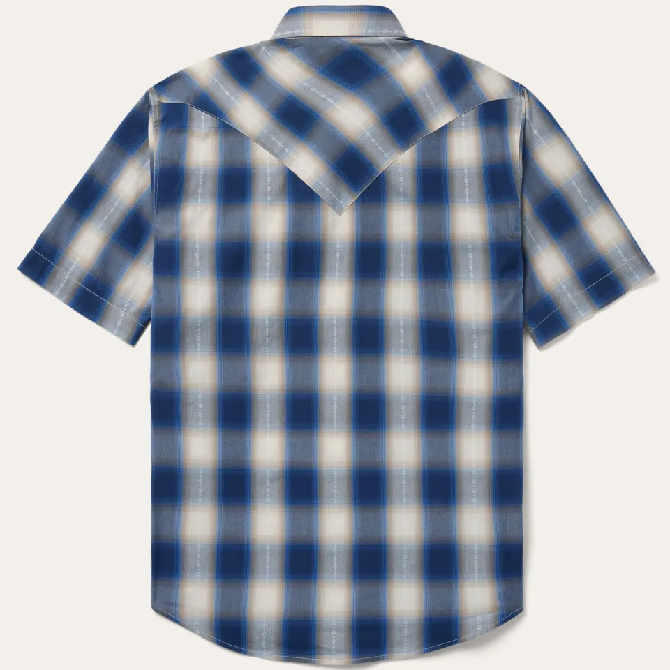 Stetson Ombre Plaid Short Sleeve Western Shirt Blue Shop