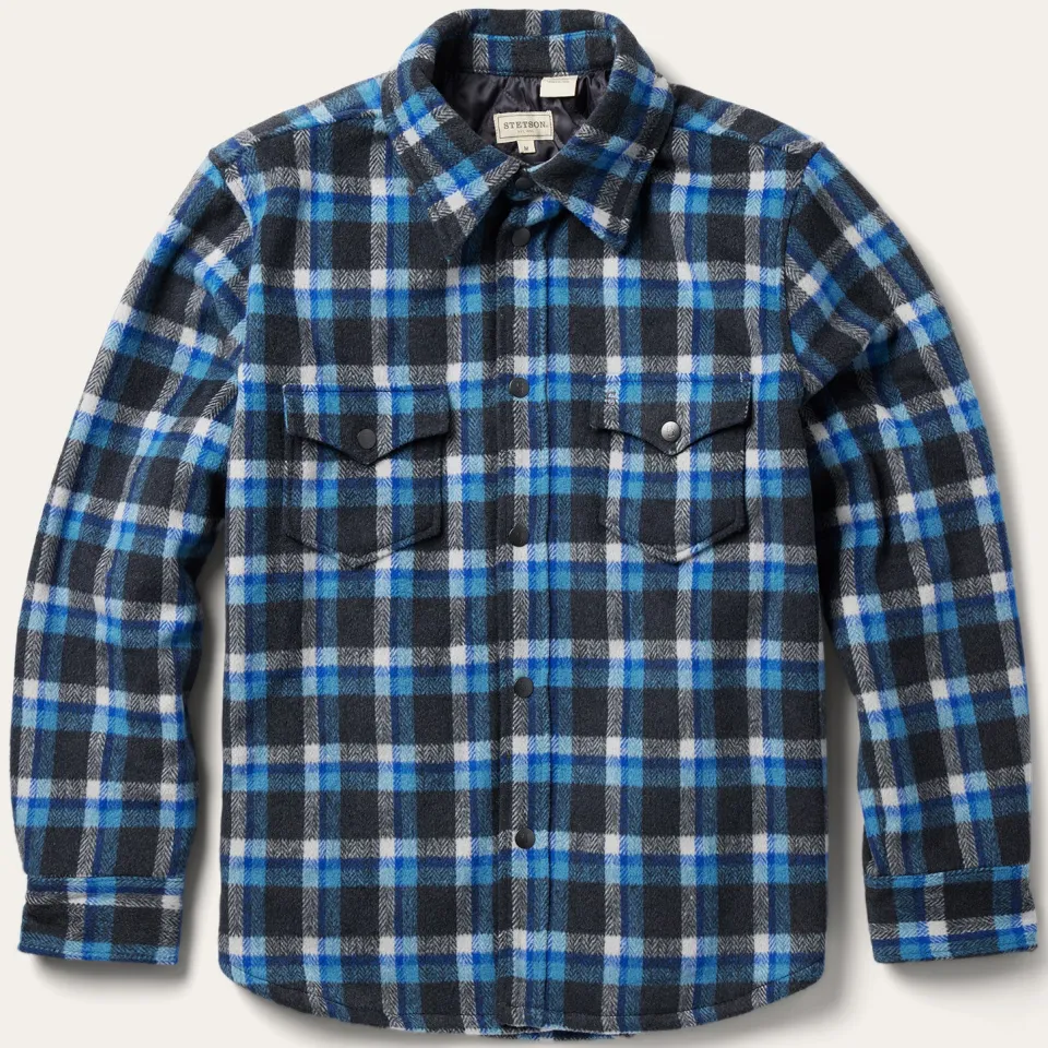 Stetson Plaid Quilted Shirt Jacket Blue Outlet