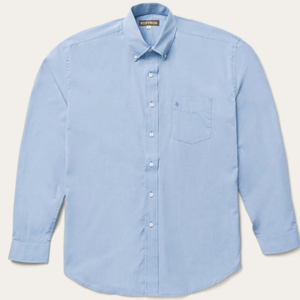 Stetson Solid One-Pocket Snap-Front Shirt Blue Discount