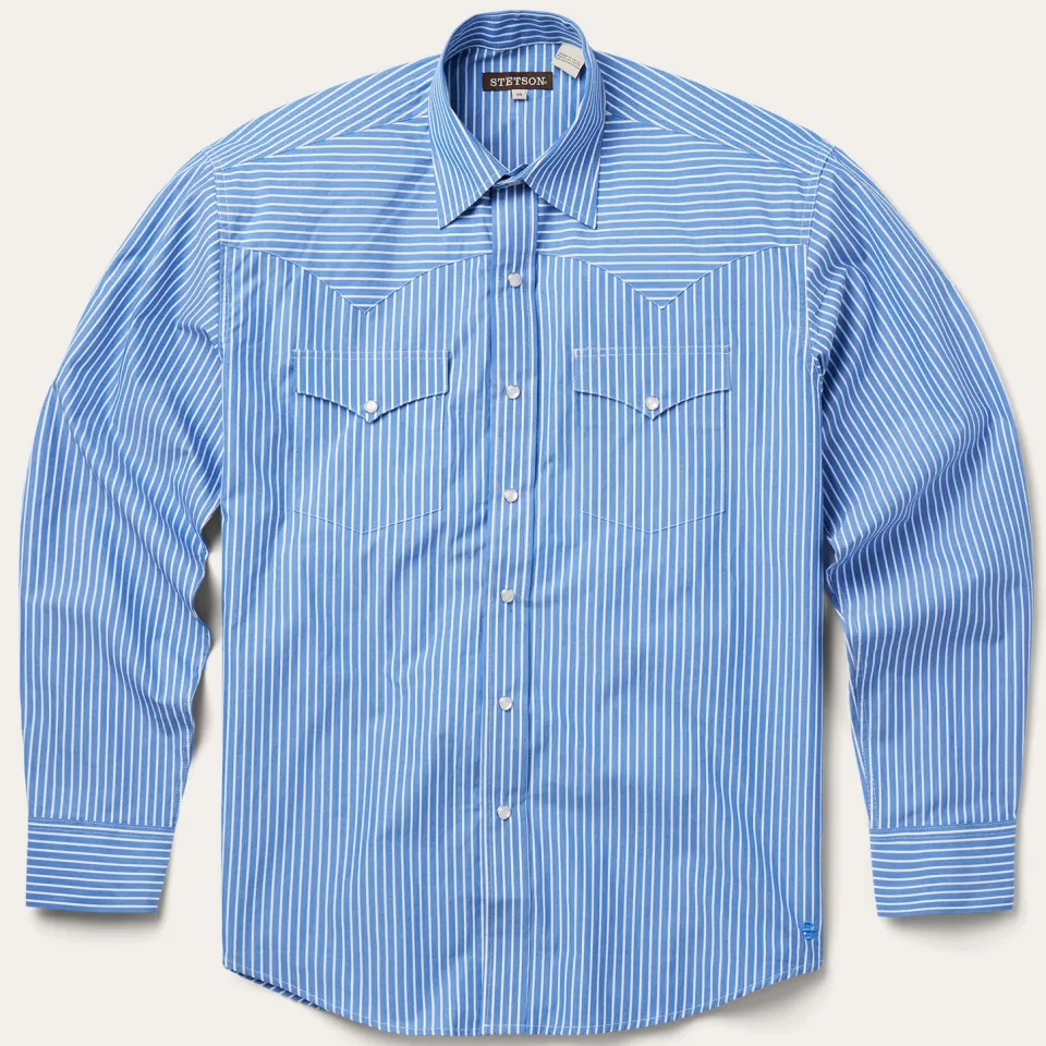 Stetson Western Stripe Shirt Blue Fashion