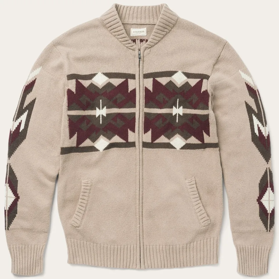 Stetson Gray Aztec Cardigan Brown Discount