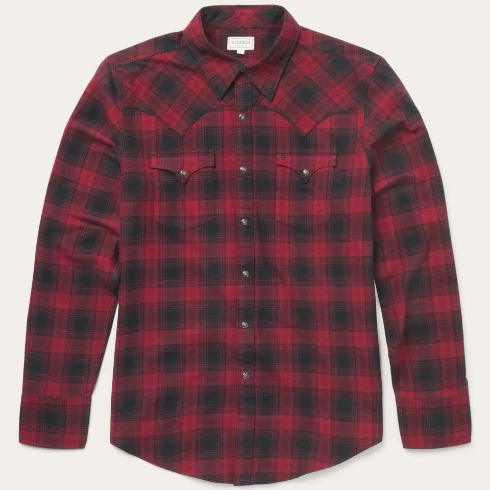 Stetson Brushed Twill Plaid Shirt Black Best