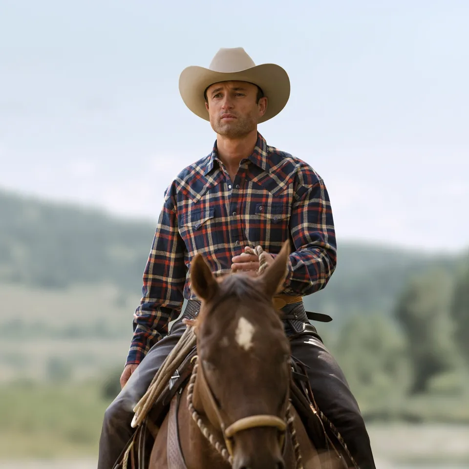 Stetson Brushed Twill Plaid Shirt Blue Online