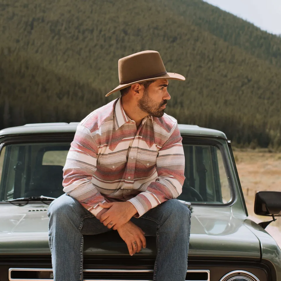 Stetson Brushed Twill Striped Shirt Red Fashion