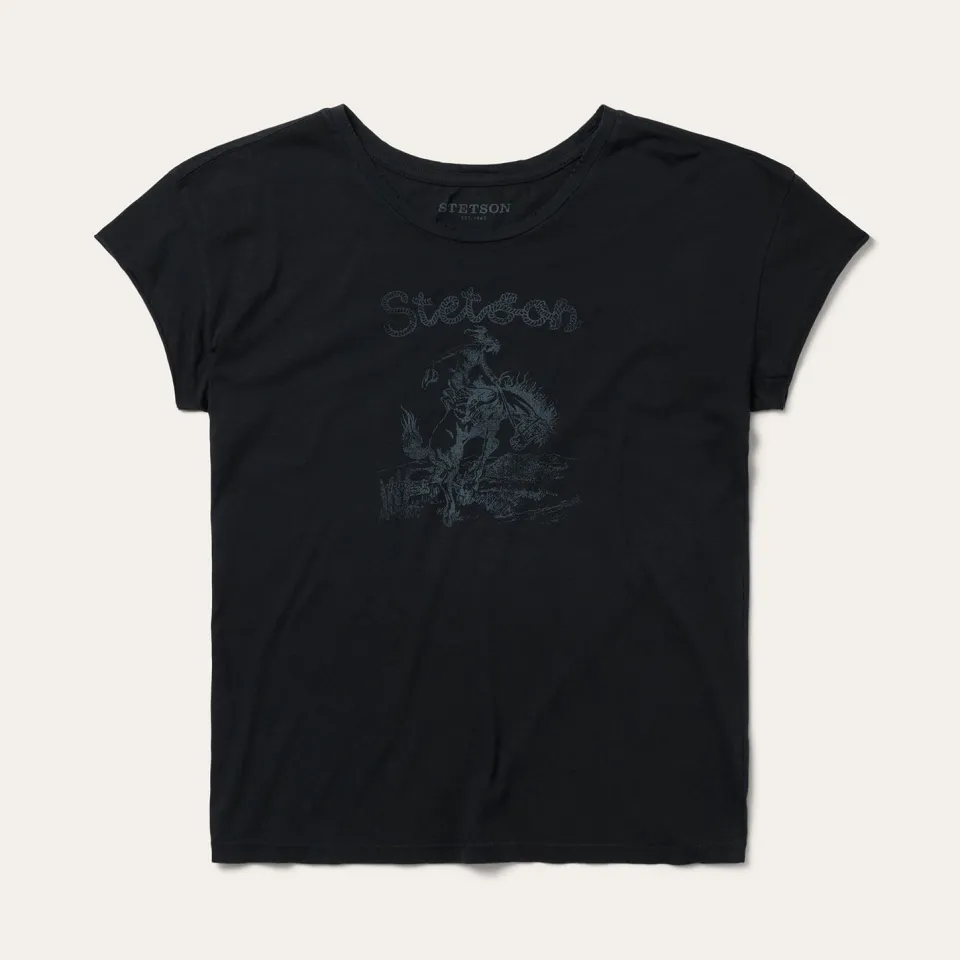 Stetson Bucking Cowboy Graphic Tee Black Store