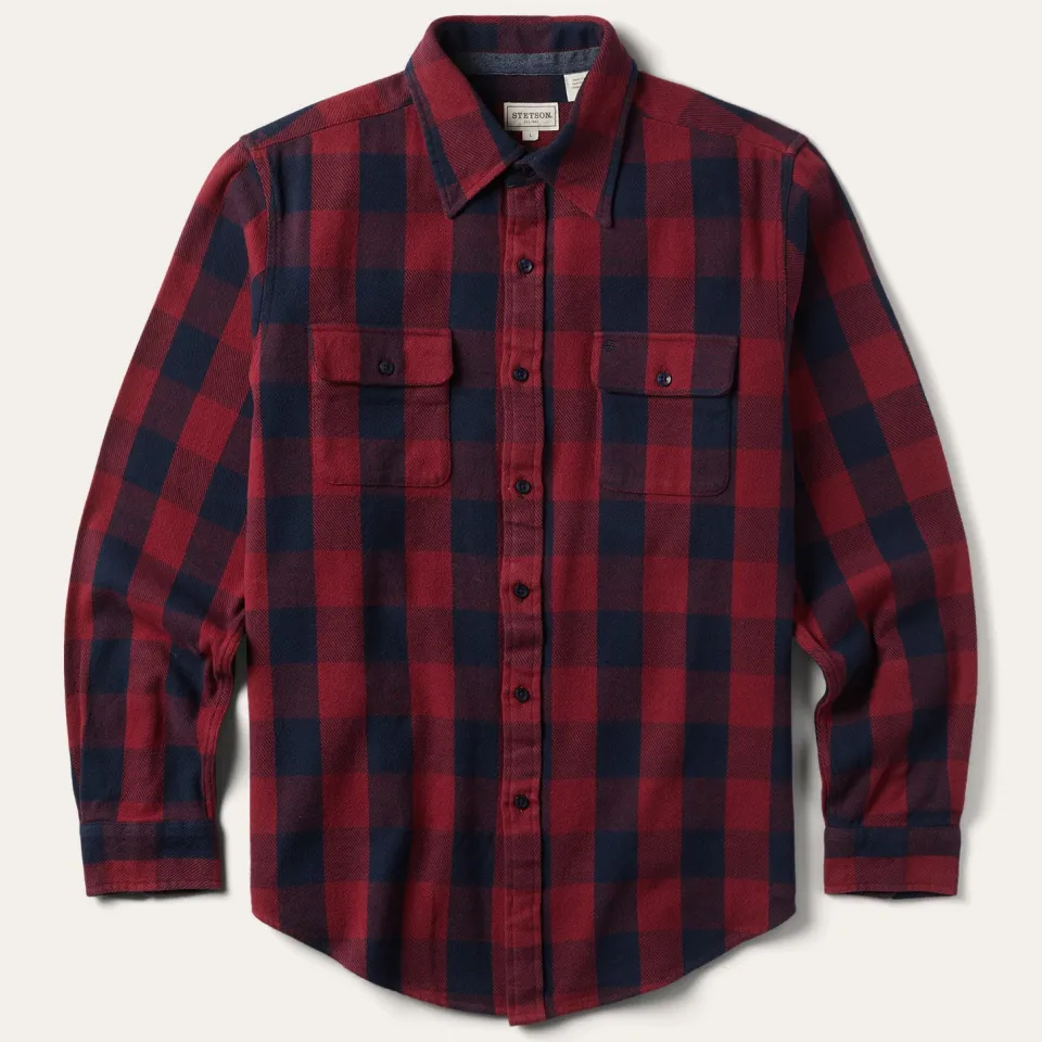 Stetson Buffalo Check Twill Shirt Red Outlet