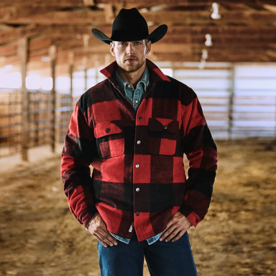 Stetson Buffalo Plaid Western Coat Red Hot