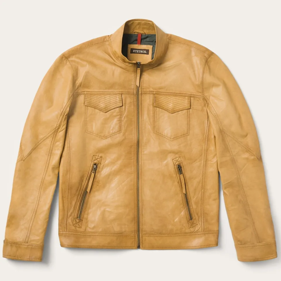 Stetson Butter Soft Distressed Leather Jacket Brown Shop