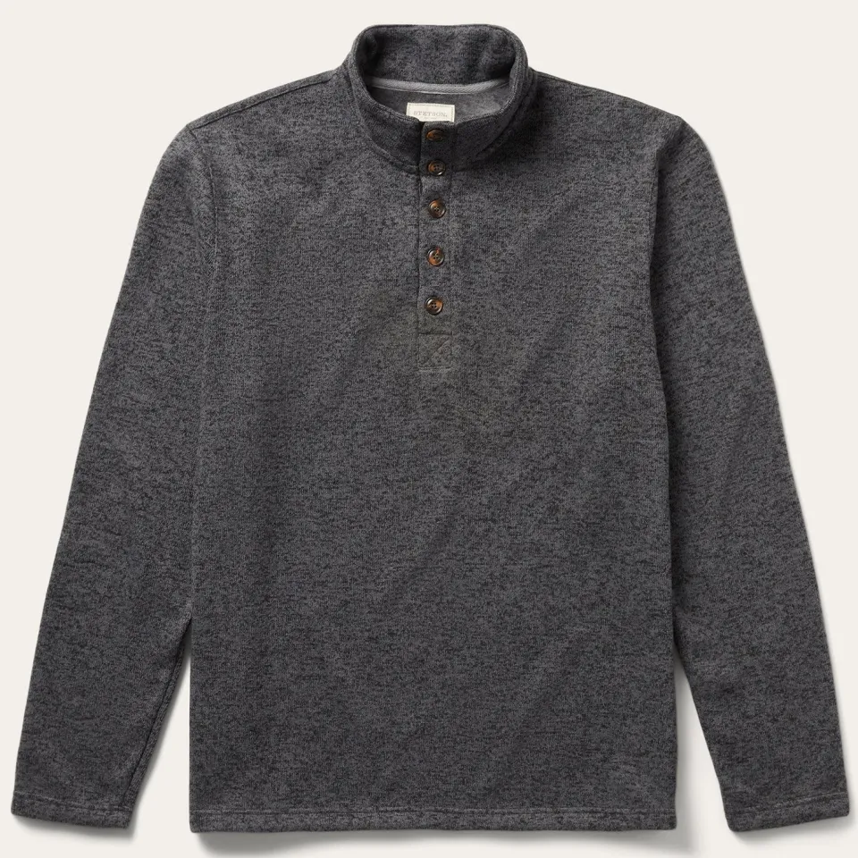 Stetson Button-Front Pullover Knit Sweater Grey Outlet