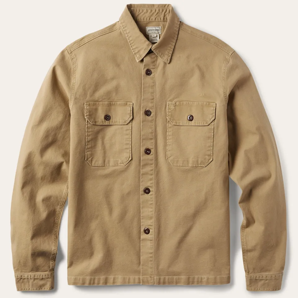 Stetson Camel Stretch Canvas Shirt Jacket Brown Outlet