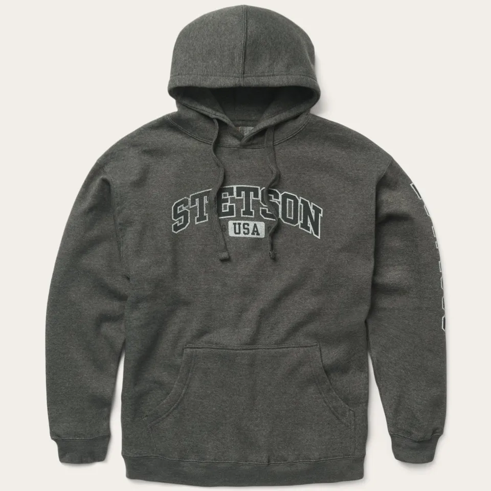 Stetson Charcoal Heather Fleece Hooded Sweatshirt Grey New