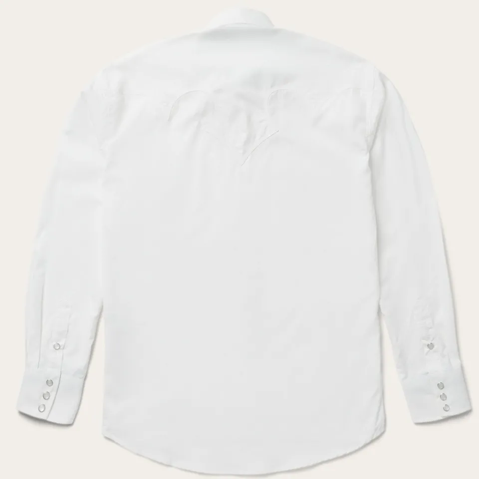 Stetson Classic Solid Snap Poplin Shirt In Optic White Outlet