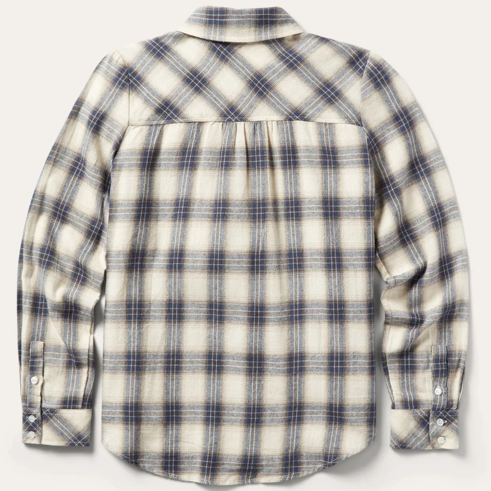 Stetson Classic Western Flannel Shirt in White Cream Cheap