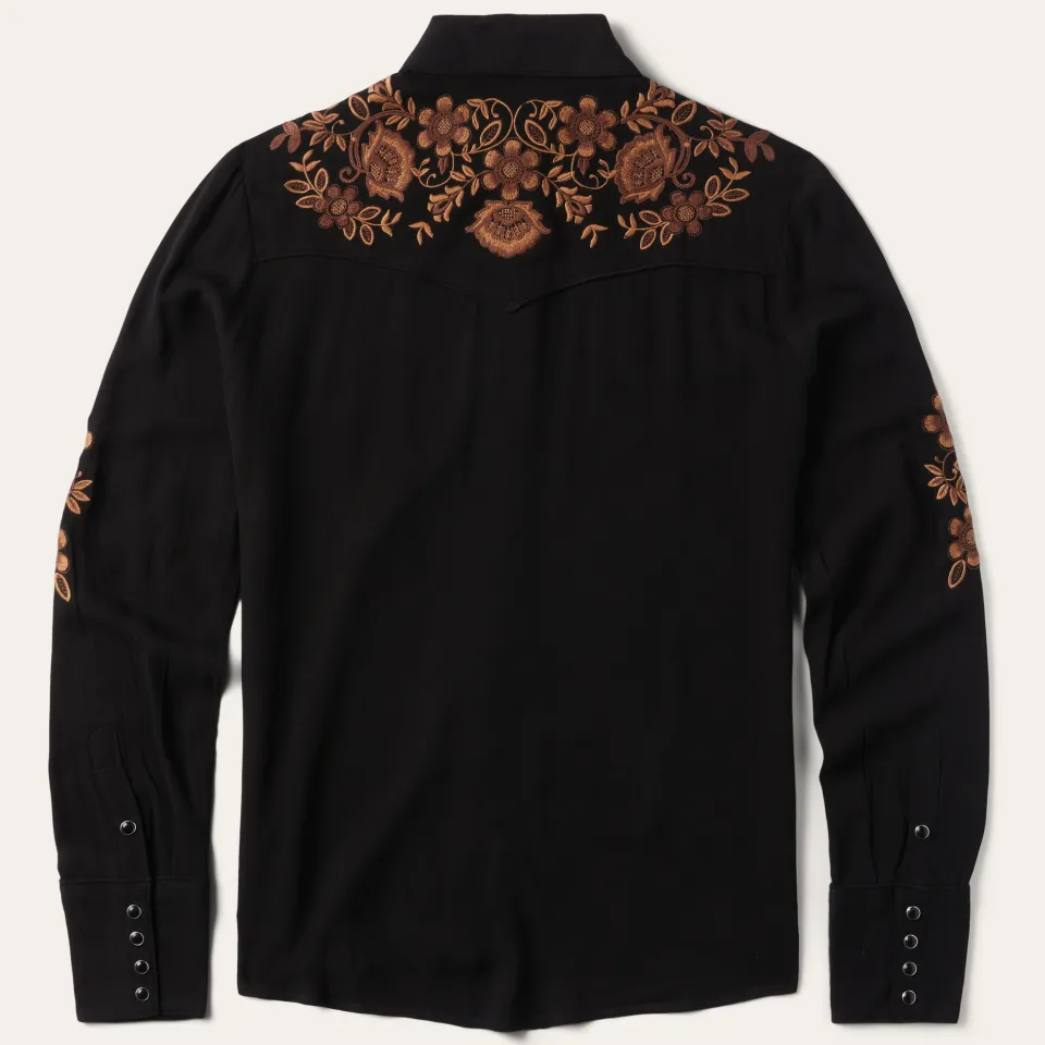 Stetson Crepe Western Blouse Black Best Sale