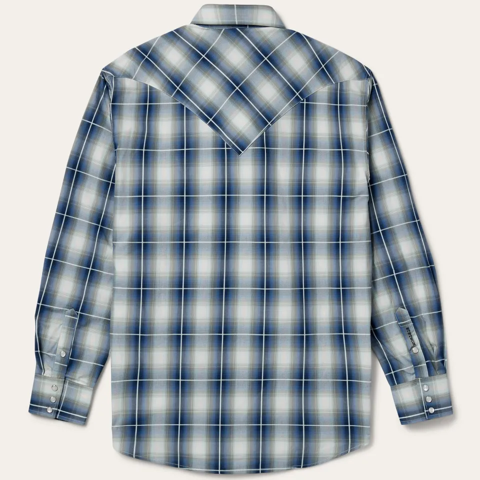 Stetson Crystal Plaid Western Shirt Blue Hot