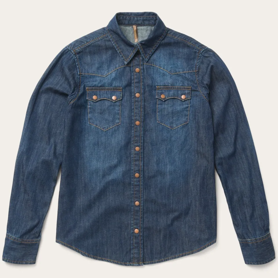 Stetson Dark Denim Snap Front Shirt Blue Store