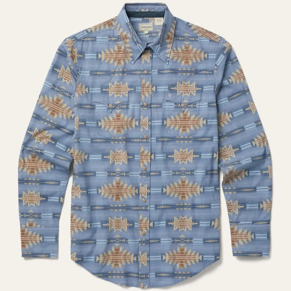 Stetson Desert Horizon Shirt Blue Sale