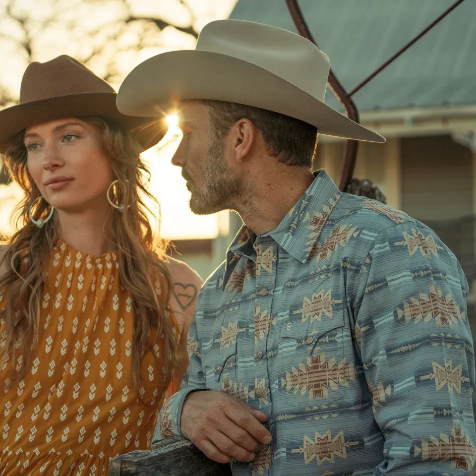 Stetson Desert Horizon Shirt Blue Sale