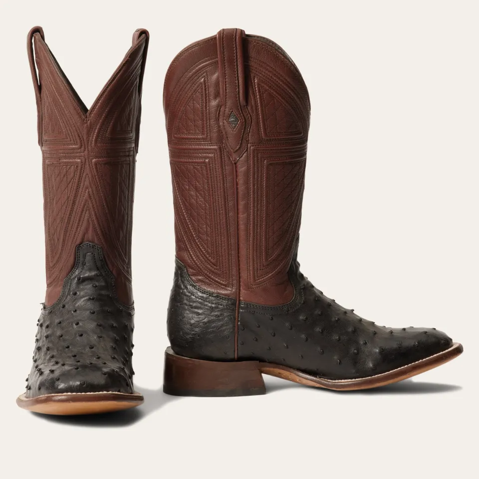 Stetson Dillon Ostrich Boots Black Clearance