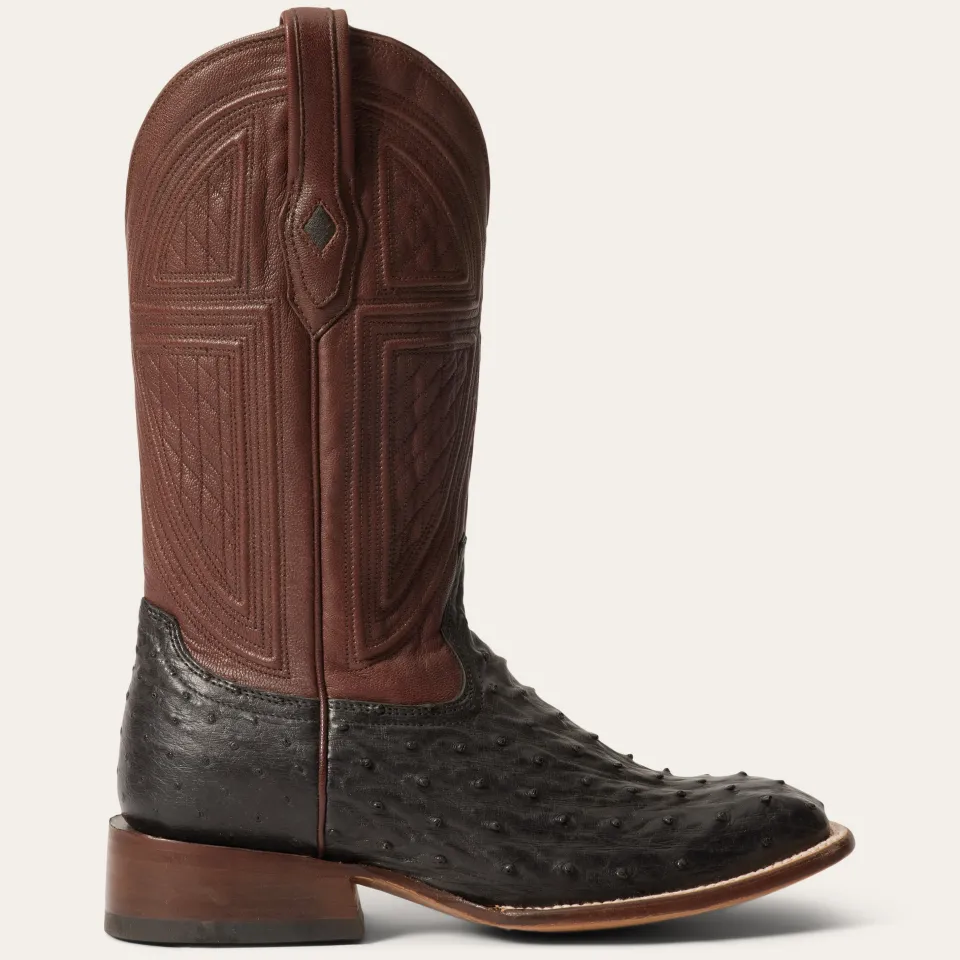 Stetson Dillon Ostrich Boots Black Clearance