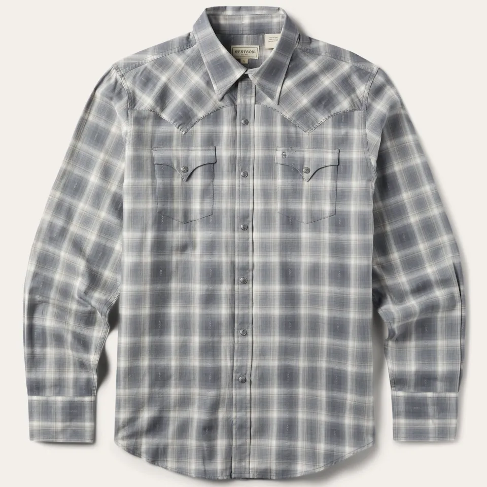 Stetson Dobby Twill Plaid Shirt Brown Best