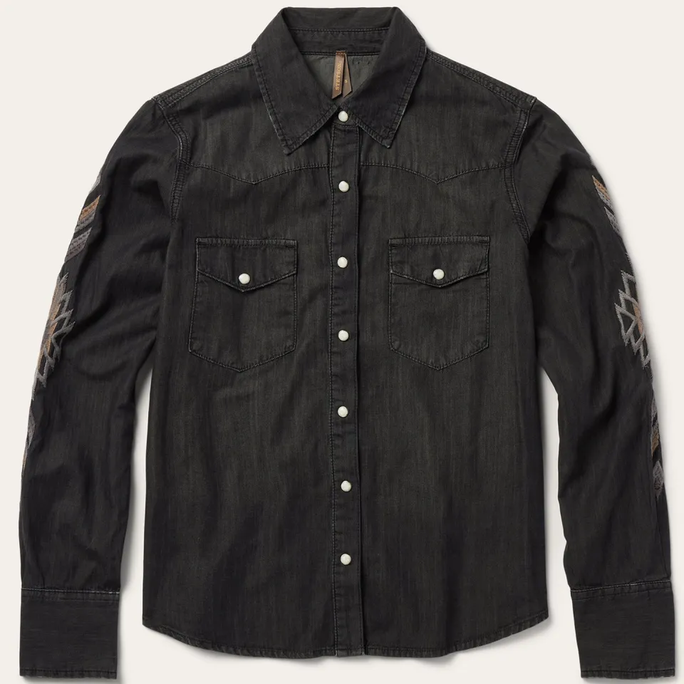 Stetson Embroidered Denim Shirt Black Fashion