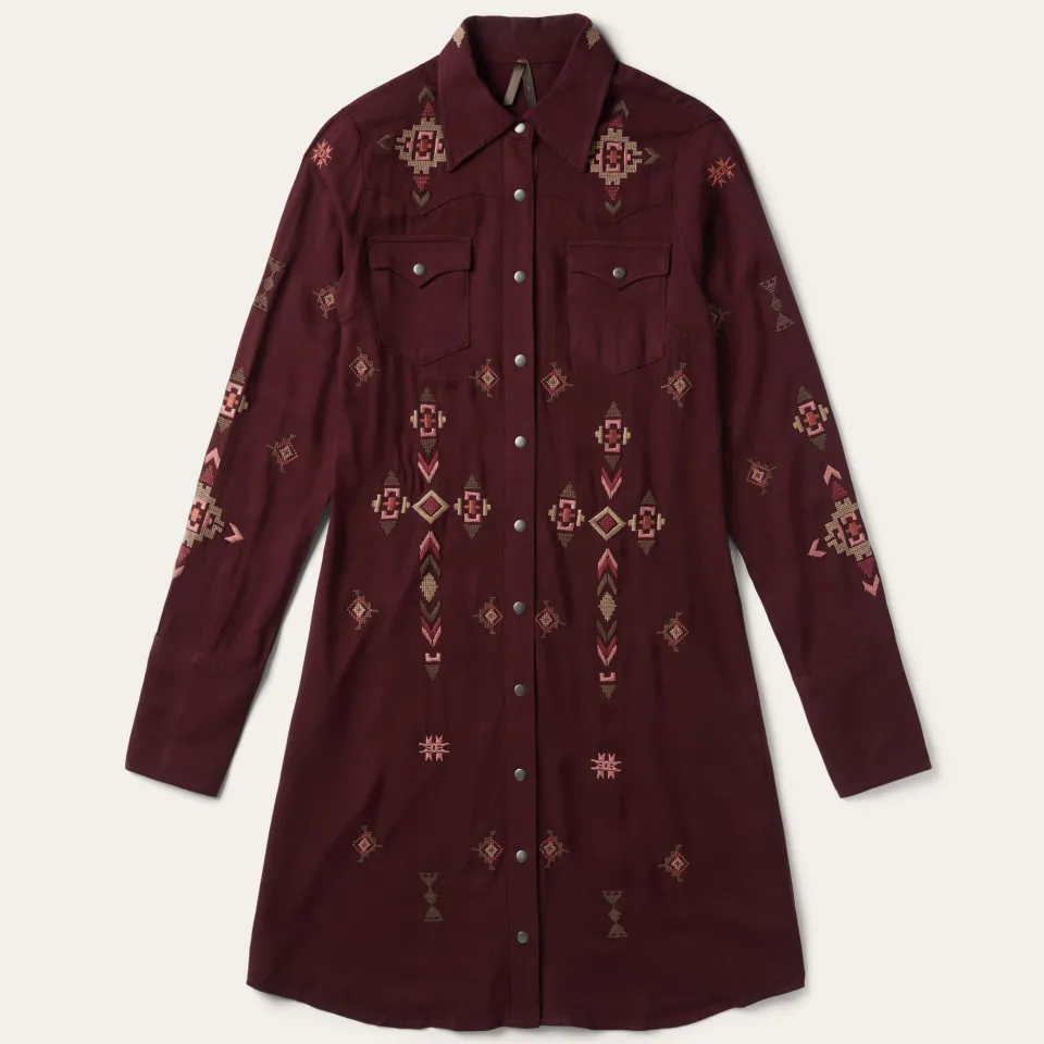 Stetson Embroidered Shirt Dress Wine Shop