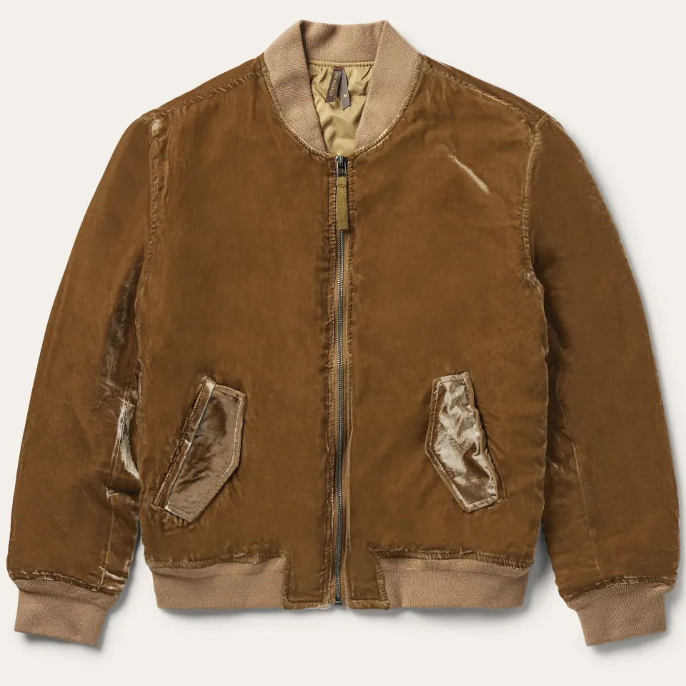 Stetson Embroidered Velvet Bomber Jacket Copper Flash Sale