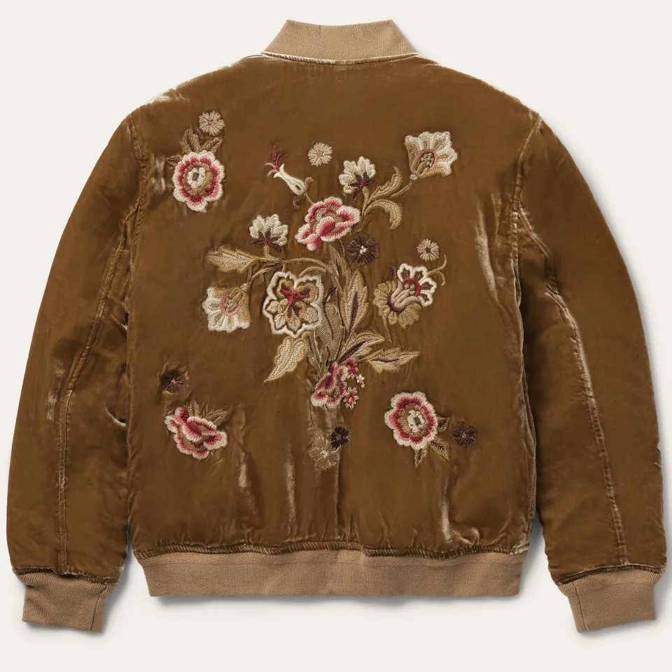 Stetson Embroidered Velvet Bomber Jacket Copper Flash Sale