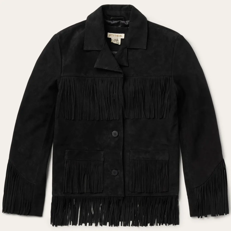 Stetson Fringe Suede Jacket Black Discount