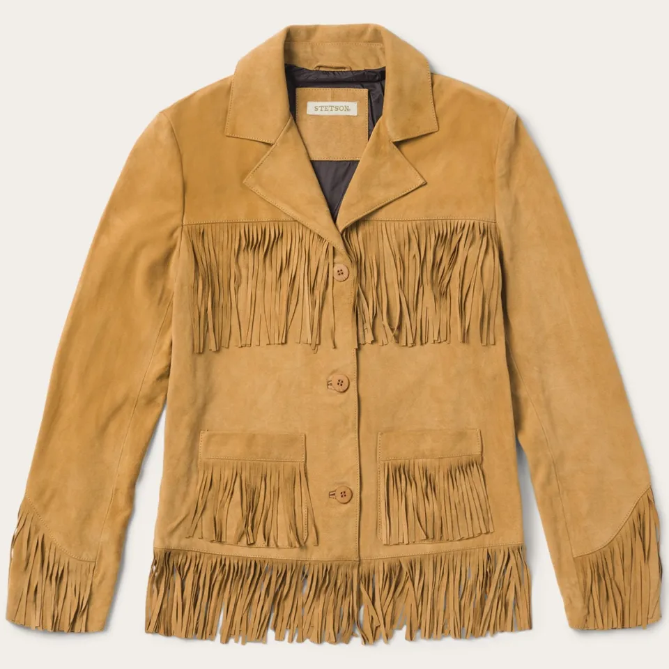 Stetson Fringe Suede Jacket Tan New