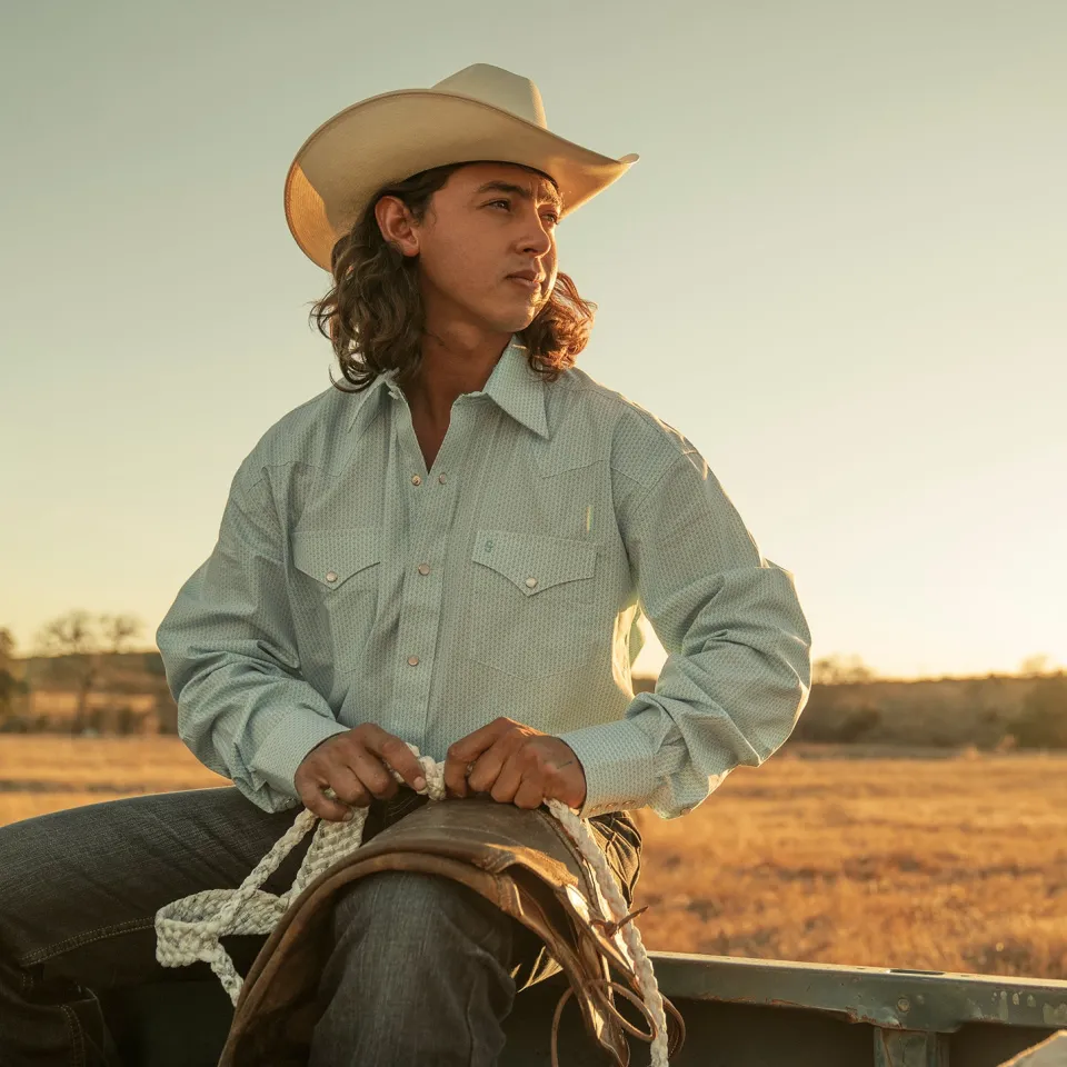 Stetson Geo Western Shirt Blue Hot