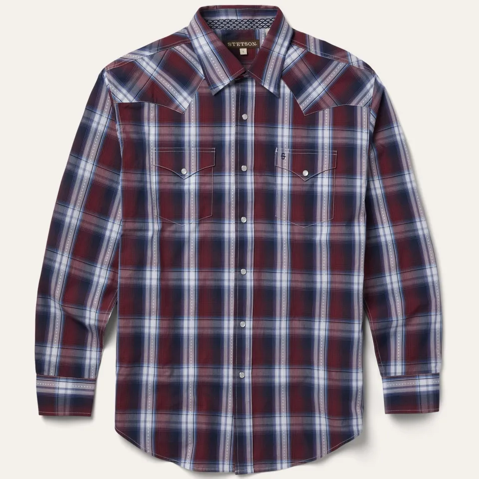 Stetson Good Luck Plaid Western Shirt Wine Store