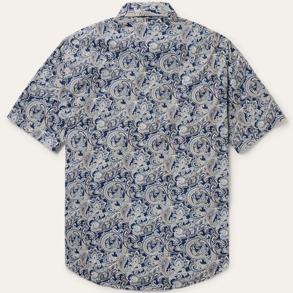 Stetson Greenspring Paisley Short Sleeve Western Shirt Blue Cheap