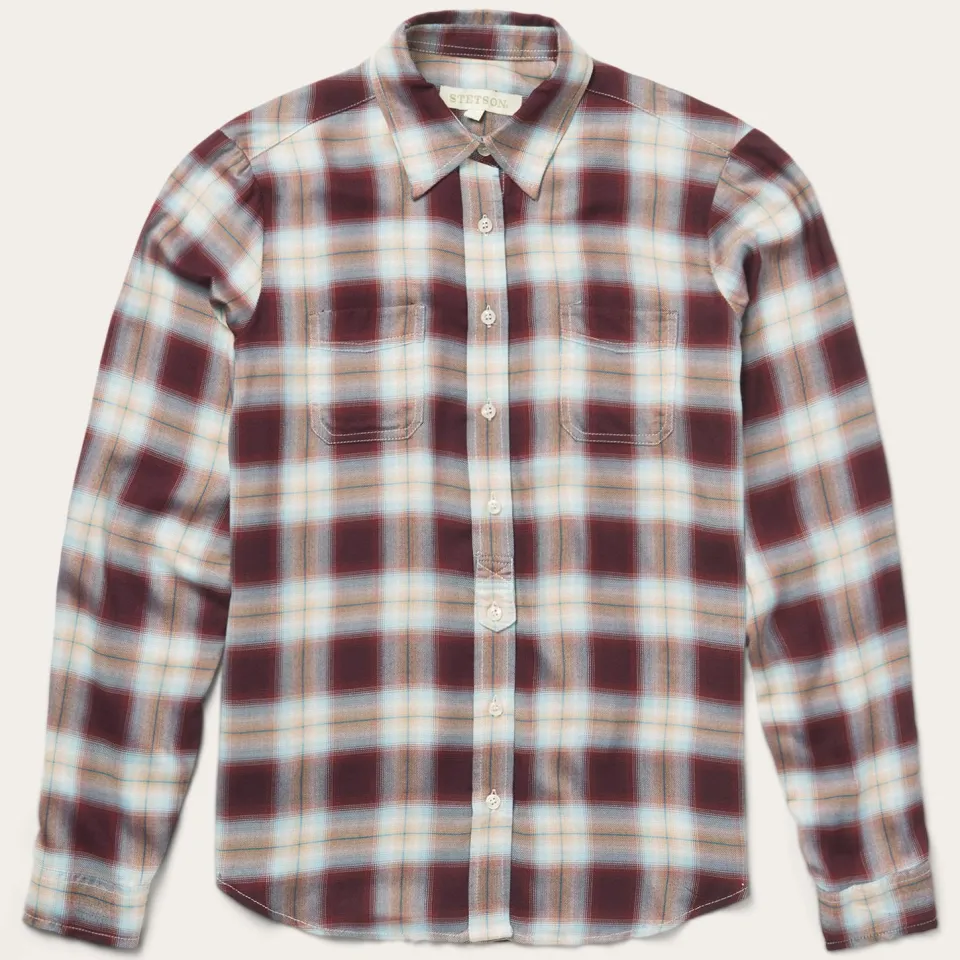 Stetson Harvest Plaid Blouse Brown Best