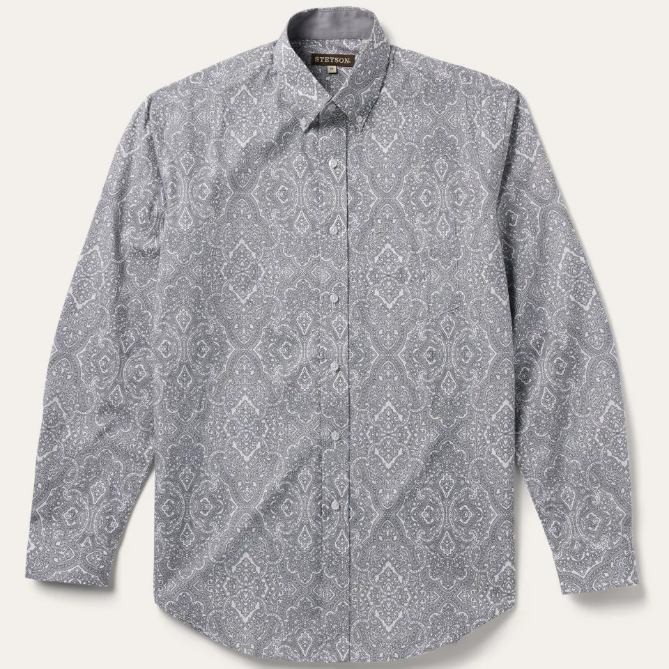 Stetson Highland Paisley Button-Front Shirt Grey Hot