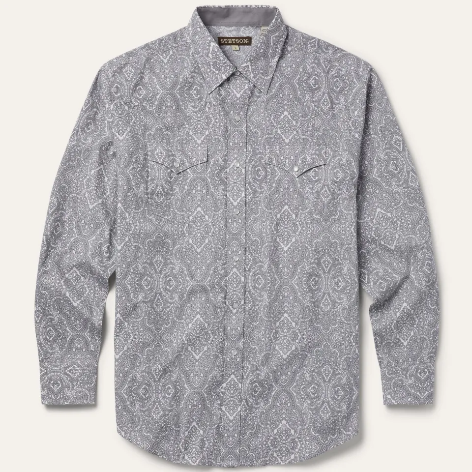 Stetson Highland Paisley Snap-Front Shirt Grey Best Sale