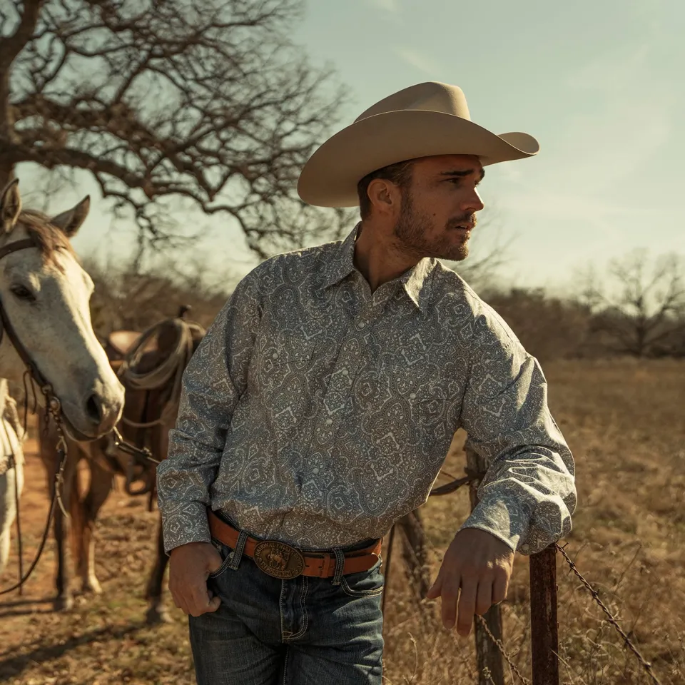 Stetson Highland Paisley Snap-Front Shirt Grey Best Sale