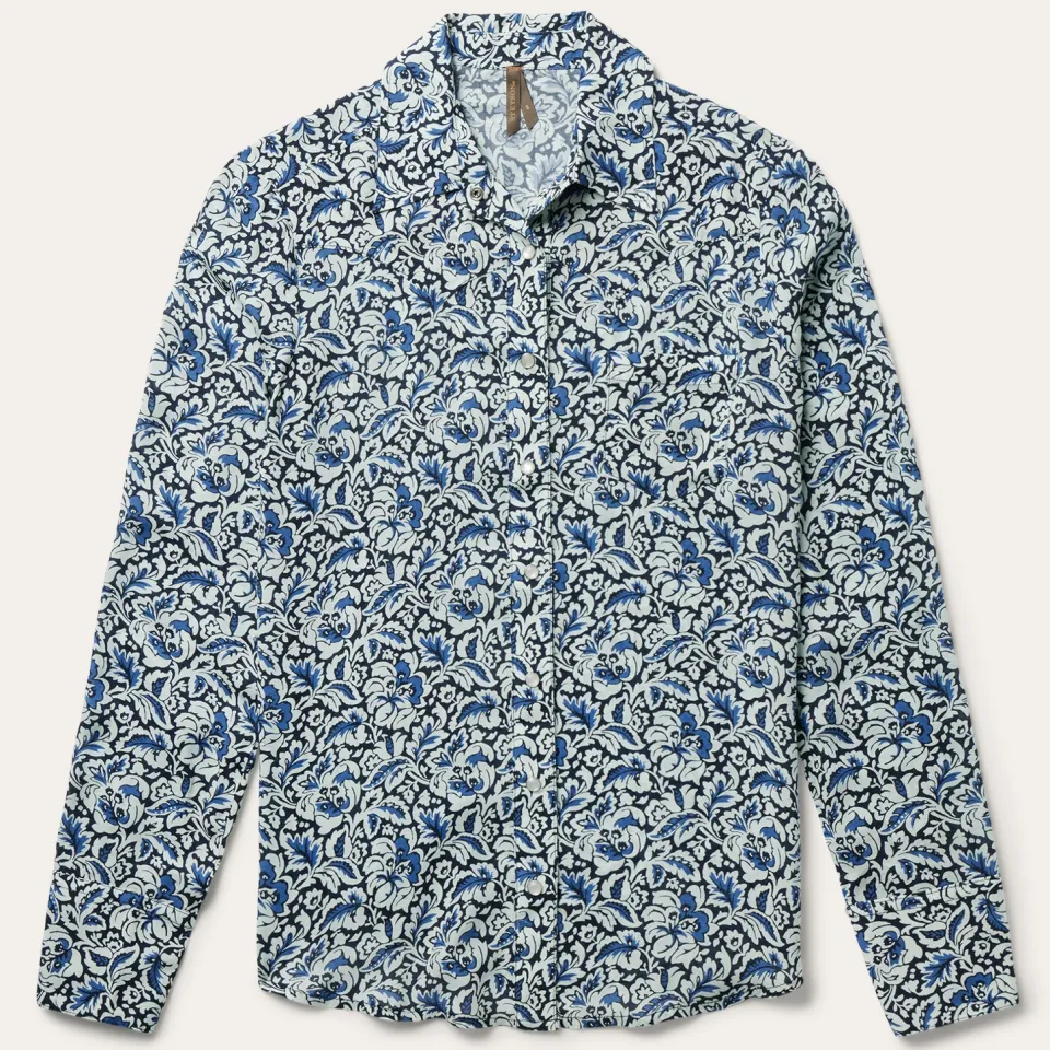 Stetson Indigo Tapestry Print Shirt Blue Cheap