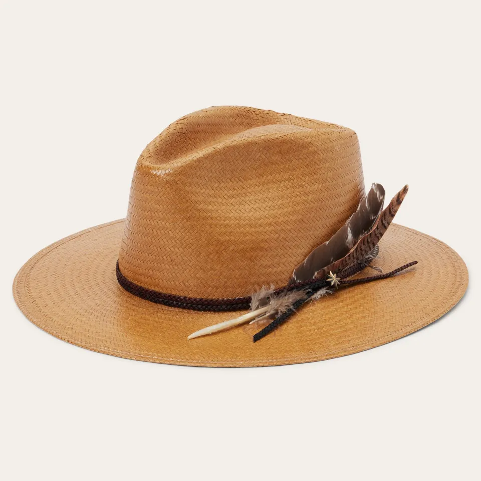 Stetson Juno Shantung Straw Fedora Sand Hot